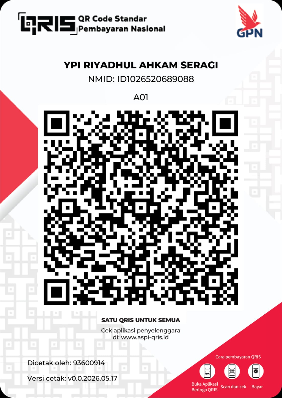 QRIS YPI Riyadhul Ahkam Seragi